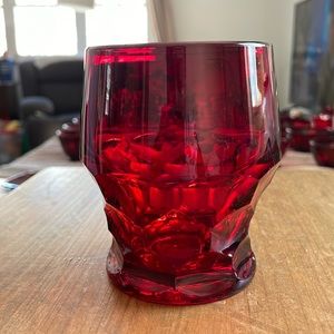 🌎Vintage Viking Glass Georgia RUBY RED Lowballs Honeycomb Pattern